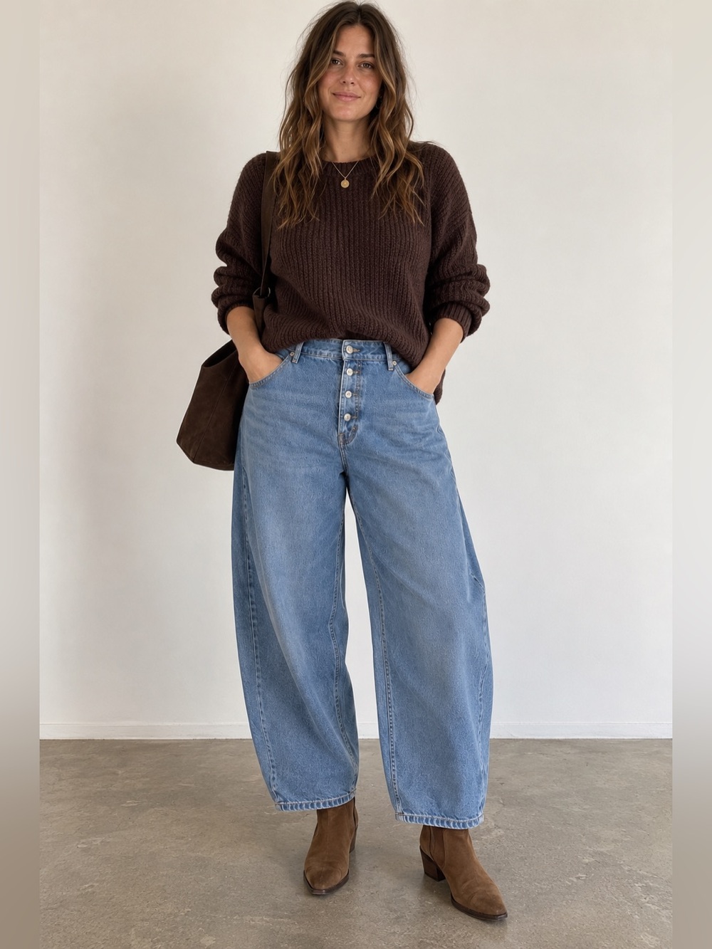 Free People We The Free Good Luck Mid-Rise Barrel Jeans Mineral Blue 33